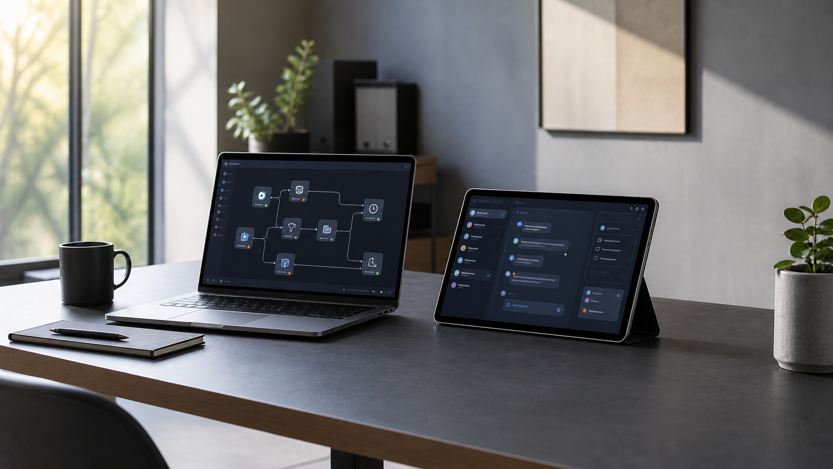 Vernetzte Geräte als Symbol für verbundene Systeme